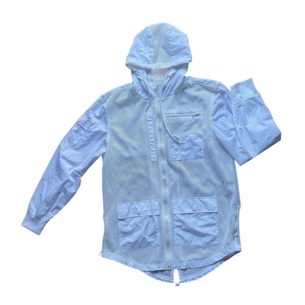 Tupac Rare Official Bravado Mesh White Utility Jacket  Hooded Windbreaker Sz XL